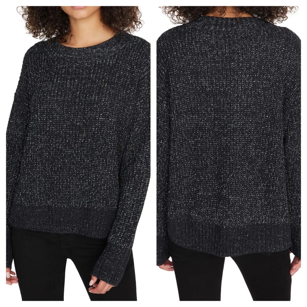 Fits XL-2X, Sanctuary metallic silver marled sweater NWT, black, GORGEOUS SOFT